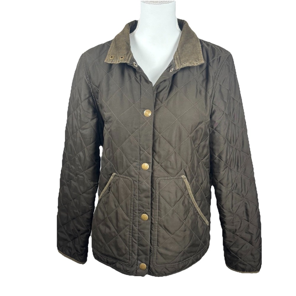 VTG Chaps Chore coat Barn Jacket‎ Womens Sz M Chocolate Brown Corduroy Quilted